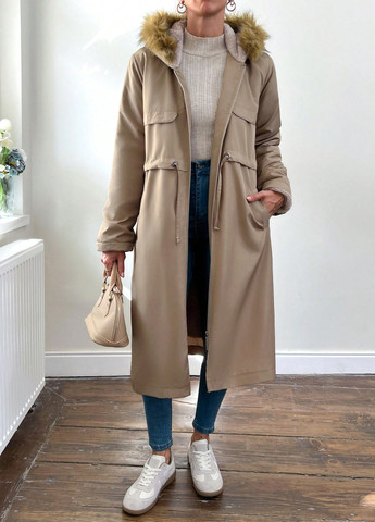 Бежеве демісезонне Пальто SHEIN