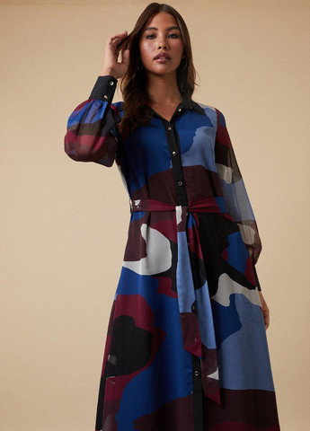 Комбинированное кэжуал платье рубашка Wallis с абстрактным узором