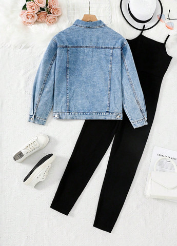 Блакитний демісезонний комплект (куртка, комбінезон) SHEIN