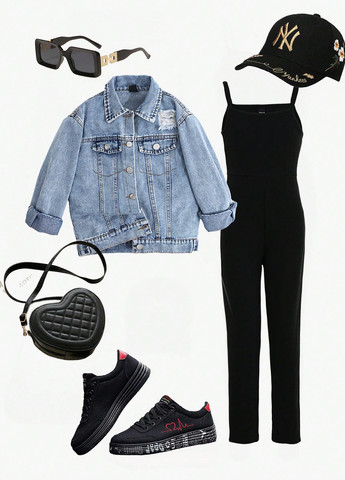 Блакитний демісезонний комплект (куртка, комбінезон) SHEIN