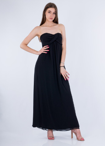 Черное вечернее платье с корсетом, с открытыми плечами Asos однотонное