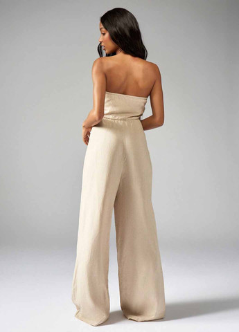 Комбинезон SHEIN комбинезон-брюки однотонный бежевый кэжуал лен