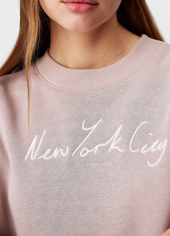 Пудровый свитшот Calvin Klein Jeans однотонный вышивка (347295517)