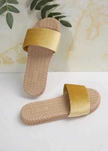 Золотые шлепанцы SHEIN плетение