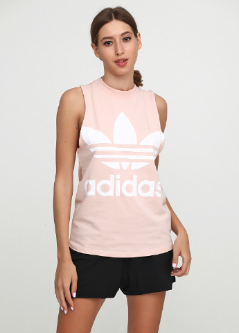 Майка adidas логотип розовая спортивная