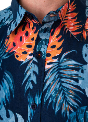 Синяя рубашка с цветами E-Bound
