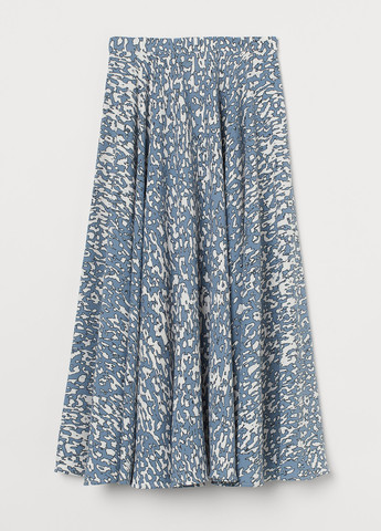 Серо-голубая кэжуал с абстрактным узором юбка H&M клешированная
