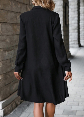 Чорна кежуал сукня сукня-сорочка SHEIN однотонна