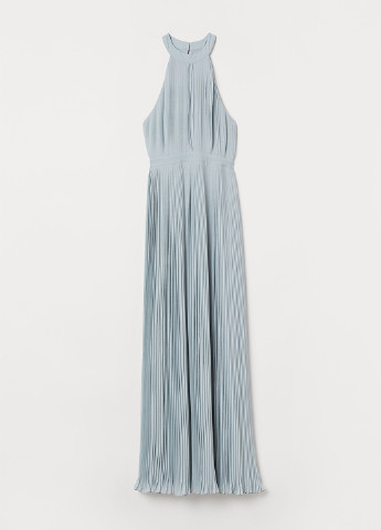 Мятное кэжуал платье плиссированное, клеш H&M однотонное