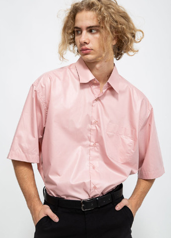 Светло-розовая кэжуал рубашка однотонная Ager