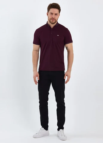 Бордовая футболка-поло для мужчин Trend Collection однотонная