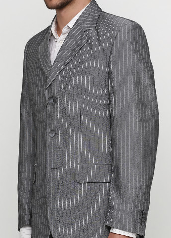 Серый демисезонный костюм (пиджак, брюки) брючный, с длинным рукавом King of World