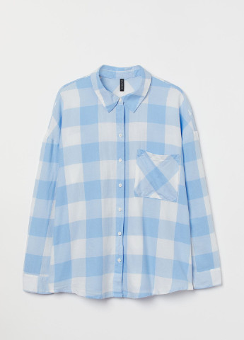 Светло-голубой кэжуал рубашка в клетку H&M