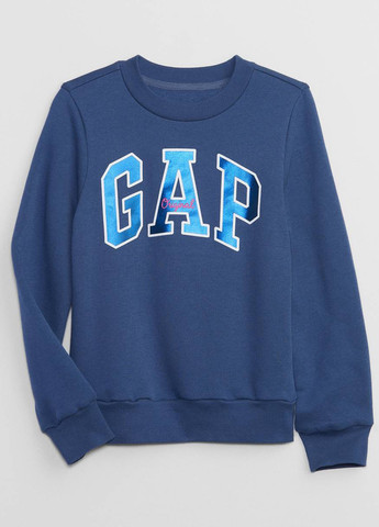 Gap свитшот логотип синий кэжуал, спортивный футер, хлопок