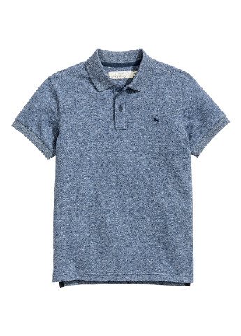 Синяя детская футболка-поло для мальчика H&M меланжевая