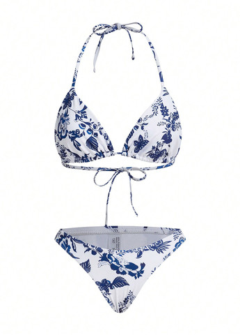 Синій літній купальник (ліф, трусики, накидка) бікіні, роздільний SHEIN