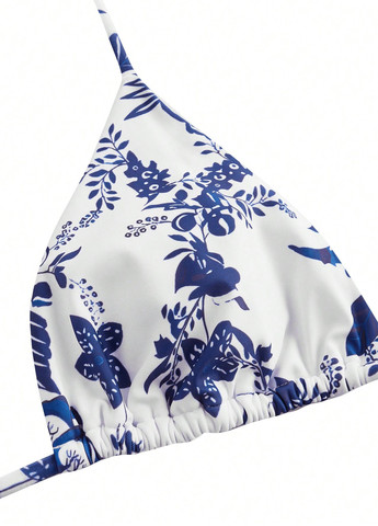 Синій літній купальник (ліф, трусики, накидка) бікіні, роздільний SHEIN