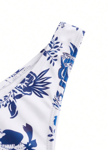 Синій літній купальник (ліф, трусики, накидка) бікіні, роздільний SHEIN