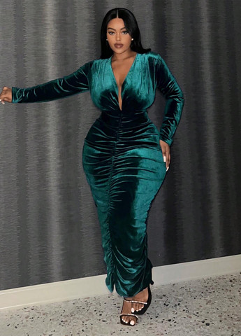 Темно-зелена кежуал сукня силуетна SHEIN однотонна