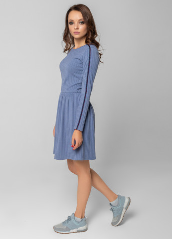 Светло-синее кэжуал платье с длинным рукавом Azuri однотонное