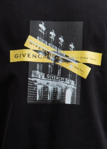 Черная черная футболка с принтом Givenchy