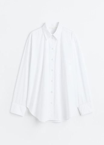 Белая кэжуал рубашка однотонная H&M