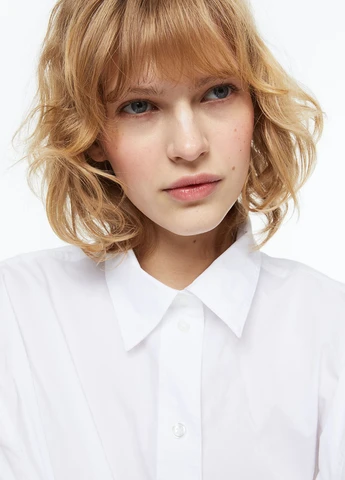 Белая кэжуал рубашка однотонная H&M