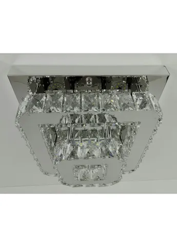 Люстра стельова кришталева LED з пультом C1787/350*350-ch Хром 18х33х33 см. Sunnysky (253629044)