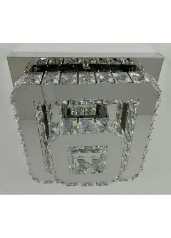 Люстра стельова кришталева LED з пультом C1787/350*350-ch Хром 18х33х33 см. Sunnysky (253629044)