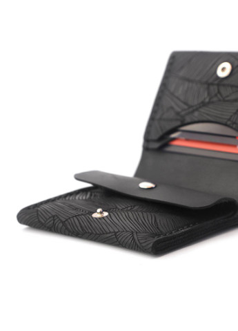 Кожаный мужской кошелек Fern с отделением для монет (дизайнерская гравировка, натуральная итальянская кожа) - Чёрный Anchor Stuff square (241801888)