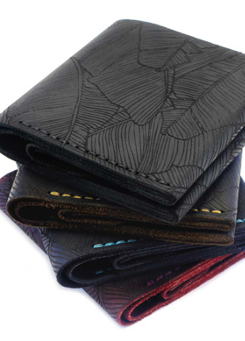 Шкіряний чоловічий гаманець Fern з відділенням для монет (дизайнерське гравіювання, натуральна італійська шкіра) - Чорний Anchor Stuff square (241801888)