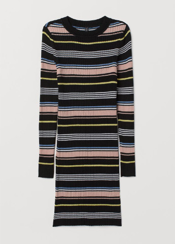 Комбинированное кэжуал платье платье-свитер H&M в полоску