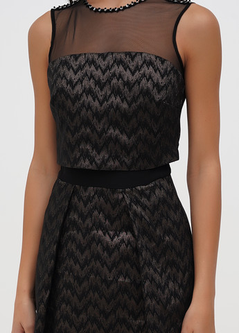 Коричневое кэжуал платье клеш Sassofono с абстрактным узором