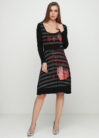 Чорна кежуал сукня кльош Desigual з абстрактним візерунком