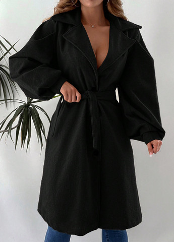 Черное демисезонное Пальто однобортное SHEIN