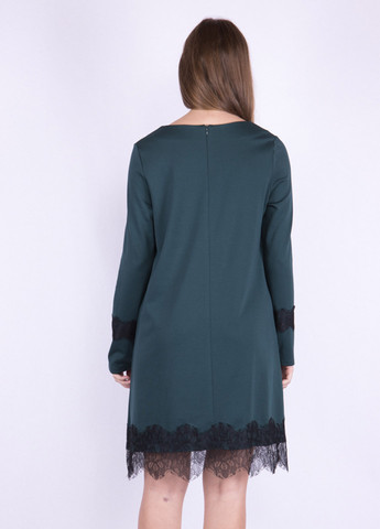 Темно-зеленое кэжуал платье а-силуэт Time of Style однотонное