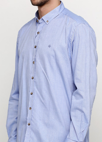 Голубой кэжуал рубашка меланж Madoc Jeans с длинным рукавом
