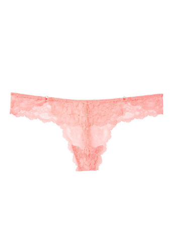 Трусики Victoria's Secret стринги однотонные светло-розовые повседневные полиамид