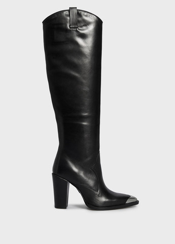 Женские черные сапоги Bronx с металлическим носком и на высоком каблуке