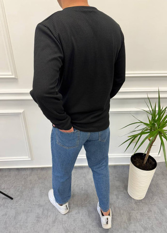 Черный демисезонный кэжуал лонгслив No Brand однотонный