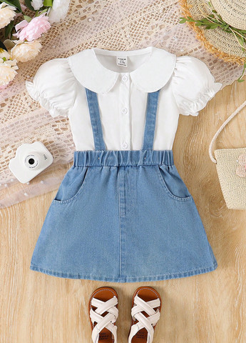 Комбінований літній костюм (блуза, спідниця) SHEIN