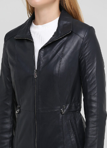 Темно-синя демісезонна куртка шкіряна Leather Factory