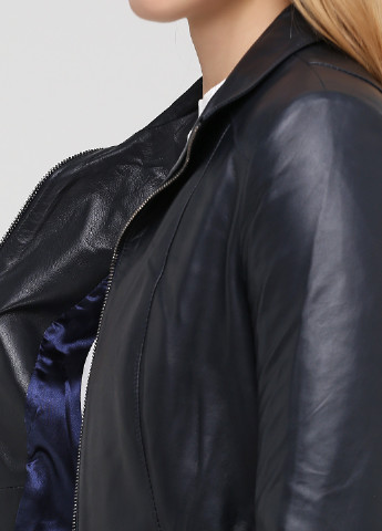 Темно-синяя демисезонная куртка кожаная Leather Factory
