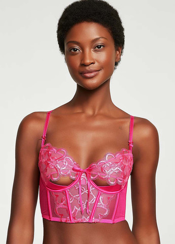 Рожевий демісезонний комплект (корсет, трусики) Victoria's Secret