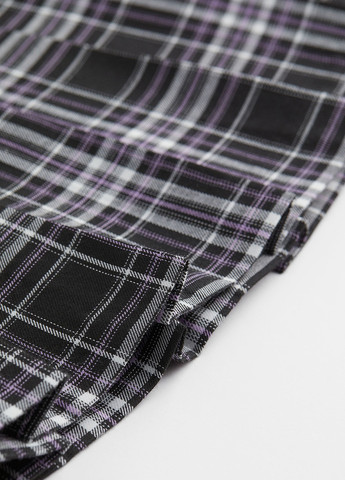 Черно-белая кэжуал в клетку юбка H&M а-силуэта (трапеция)