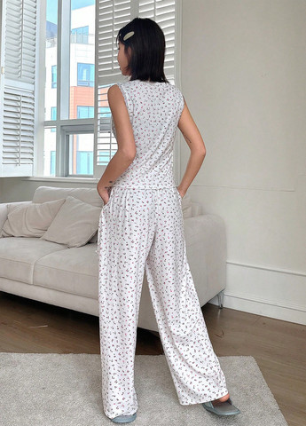 Біла всесезон піжама (майка, штани) майка + штани SHEIN