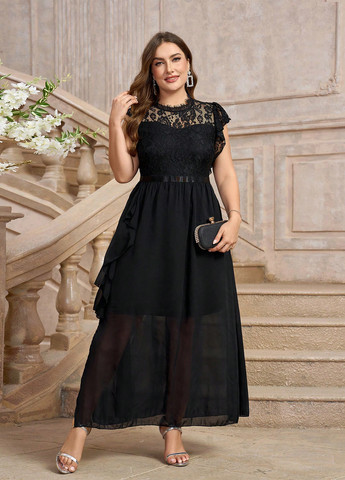 Чорна вечірня, святковий сукня а-силует SHEIN однотонна