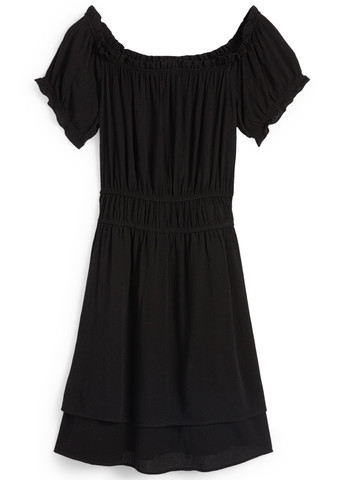 Черное кэжуал платье с открытыми плечами C&A однотонное