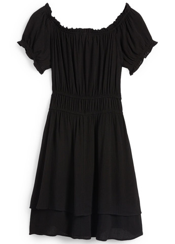 Черное кэжуал платье с открытыми плечами C&A однотонное