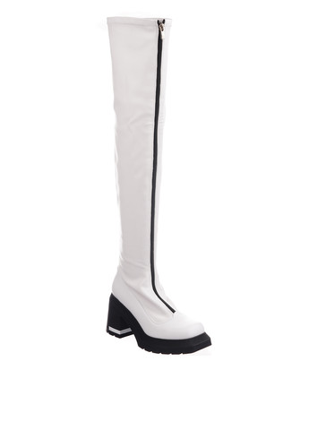 Женские белые сапоги ботфорты Evromoda и на высоком каблуке